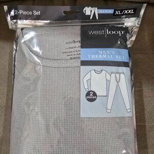 New Men's 2pc Thermal Set XL/XXL Long Johns Base Layer Cotton Blend Gray